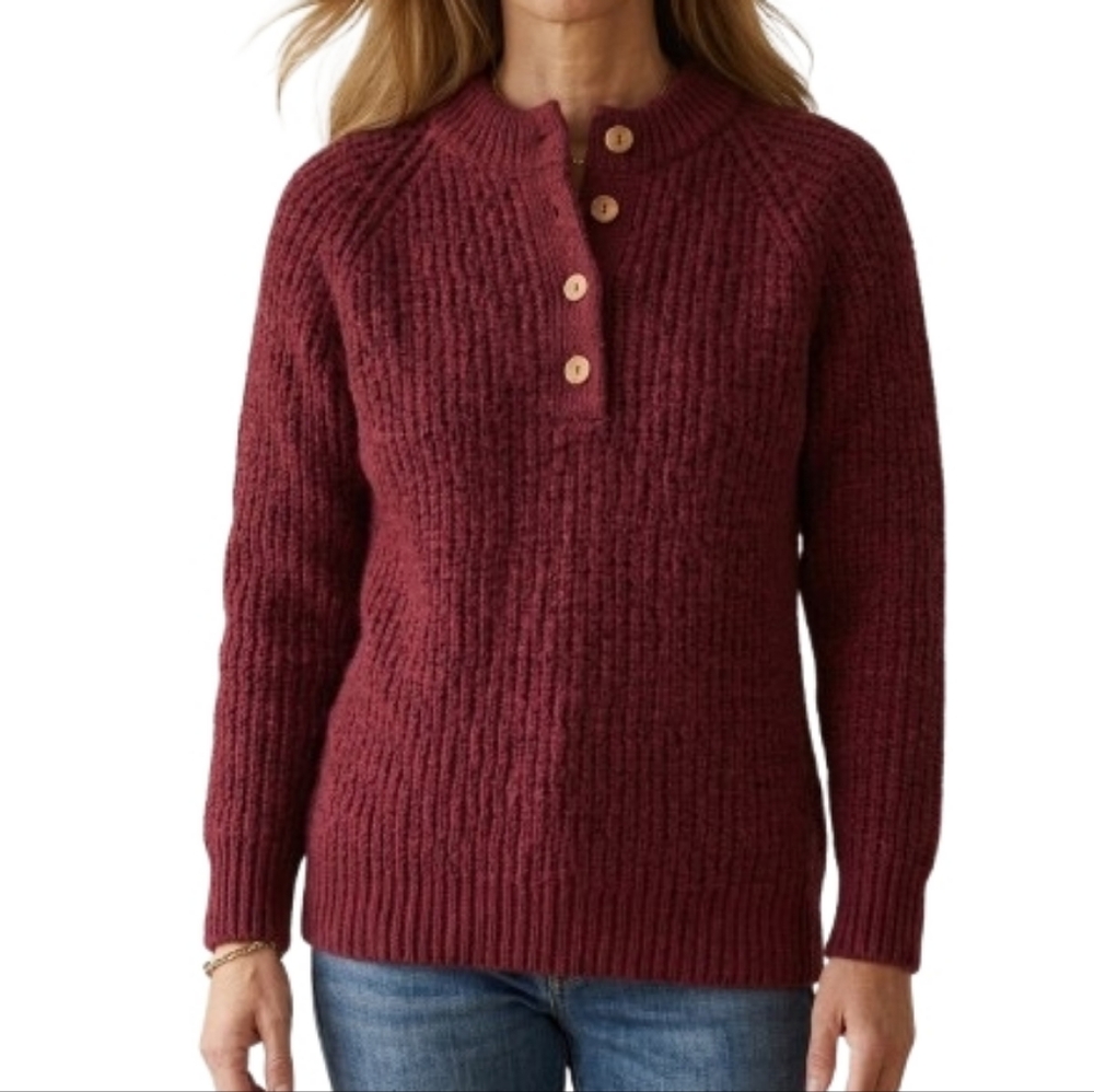 NORTHERN WATTERS Wool 4 Button Pullover Crew Neck Sweater